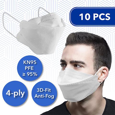 10 Pcs 3D-Fit Disposable Face Masks (KN95) (comparable to N95/ EU FFP2)