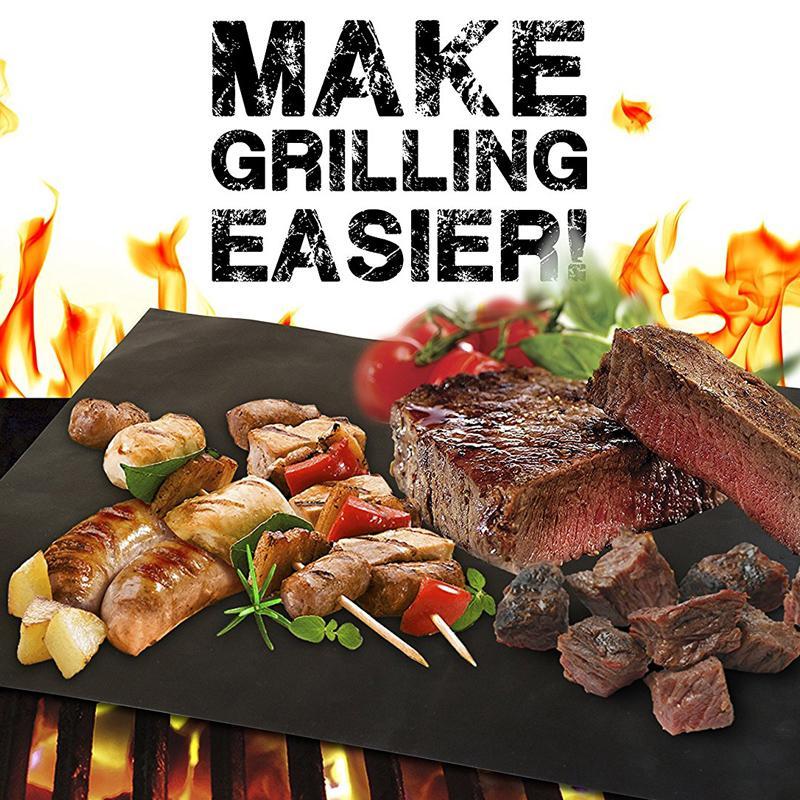 2 Pcs BBQ Non-Stick Grilling Mats - No More Messy Grills!