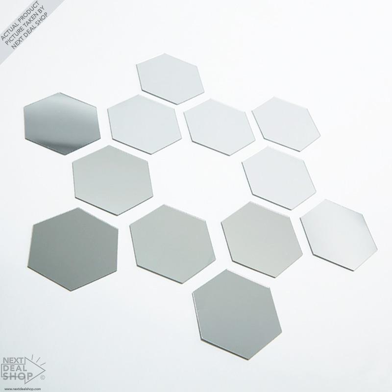 12 Pcs Hexagonal Shape Self-Adhesive Mirror Stickers - DIY Your Home!