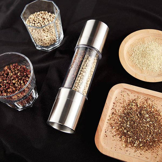 2 in 1 - Stainless Steel Pepper Mill & Salt Grinder